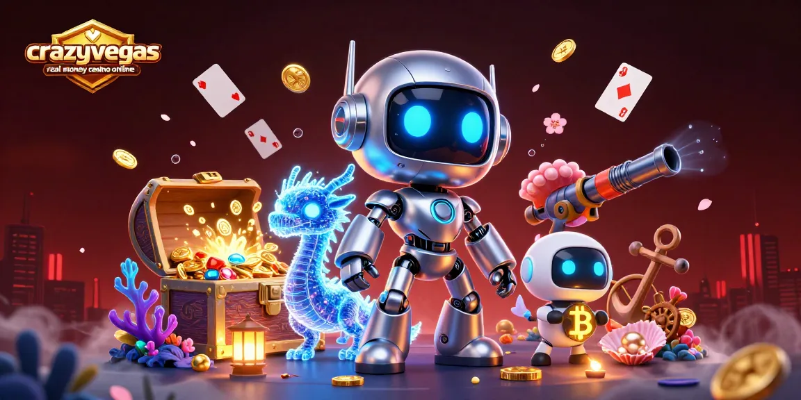 Engage with crazyvegas real money casino online in an exciting 3D illustration of vibrant casino elements.