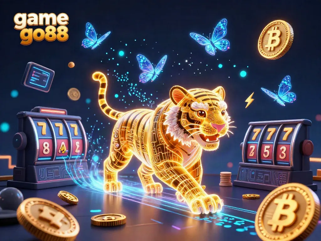 Experience game go88 with vibrant neon visuals showcasing a golden tiger in a dynamic casino environment.