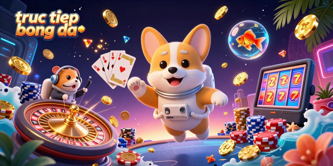 Experience the thrill of truc tiep bong da with a dynamic 3D digital illustration filled with floating elements.